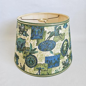 Vintage Drum American Colonial Revolutionary Lampshade, Bridge Lampshade, Fabric Lamp Shade