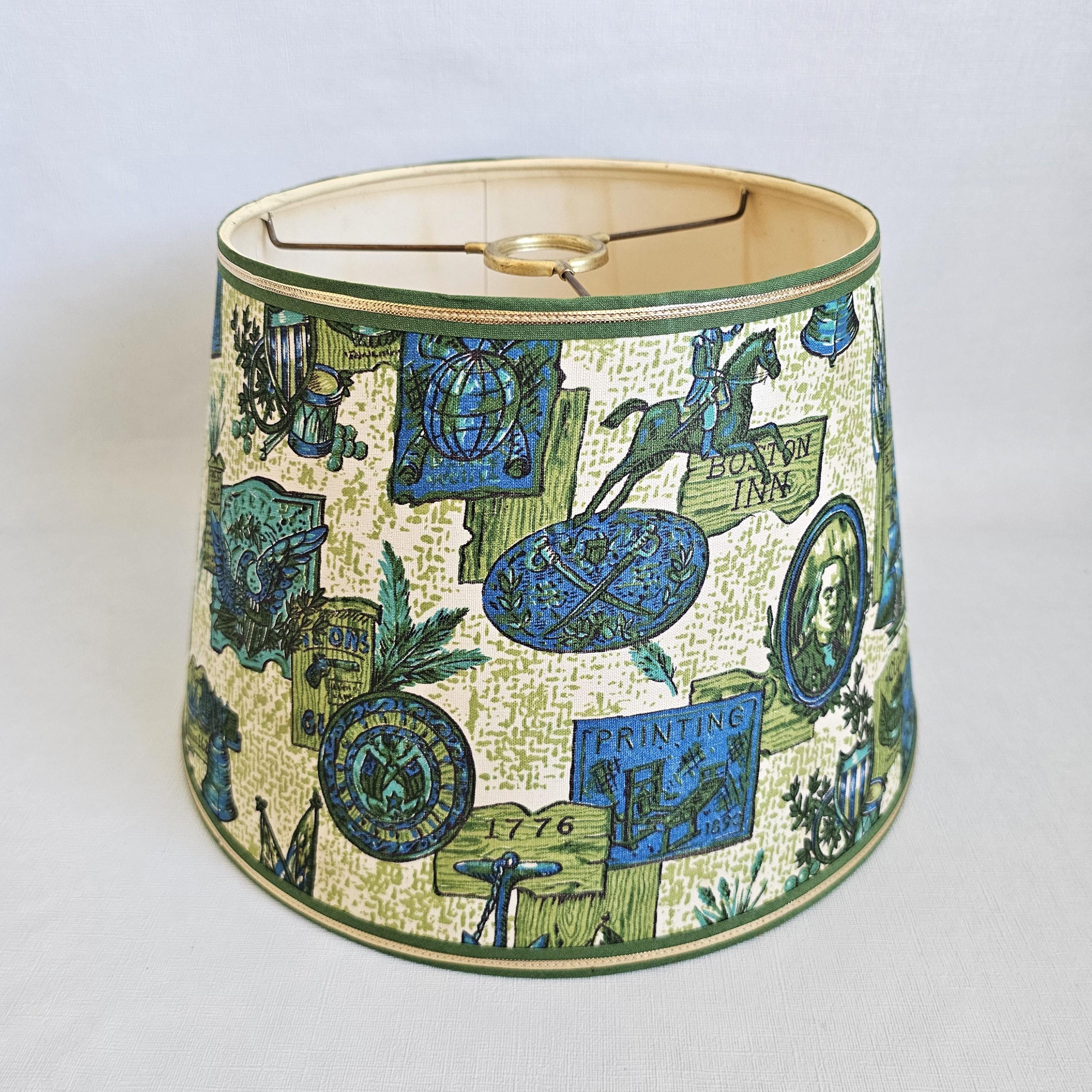 Vintage Drum American Colonial Revolutionary Lampshade, Bridge Lampshade, Fabric Lamp Shade