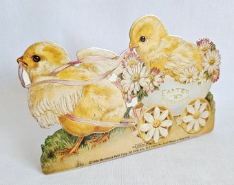 Vintage Merrimack Easter Greetings Cardboard Decor Candy/Gift Bag, Baby Chicks