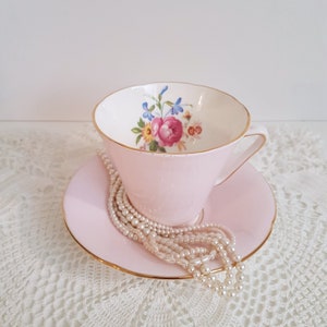 Pink Teacup, Vintage Royal Grafton Art Deco Teacup, Teacup And Saucer Set