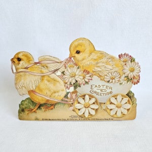 Vintage Merrimack Easter Greetings Cardboard Decor Candy/Gift Bag, Baby Chicks image 2