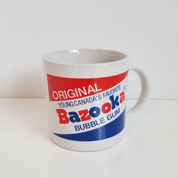 Bazooka Bubble Gum Promotional Mug, Vintage Coffee Cup, Bilingual