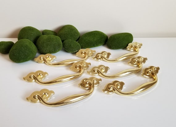 Vintage Gold Tone Drawer Pulls Large French Provincial Drawer Etsy
