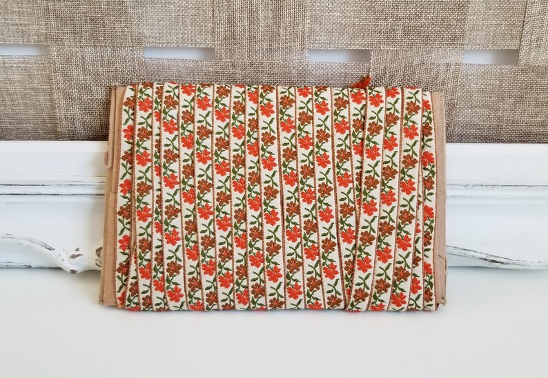 Floral Pattern Vintage Embroidered Trim New Old Stock