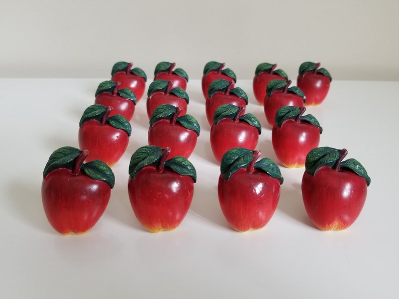 Red Apple Dresser Pulls Vintage Country Cabinet Knobs Fruit Etsy