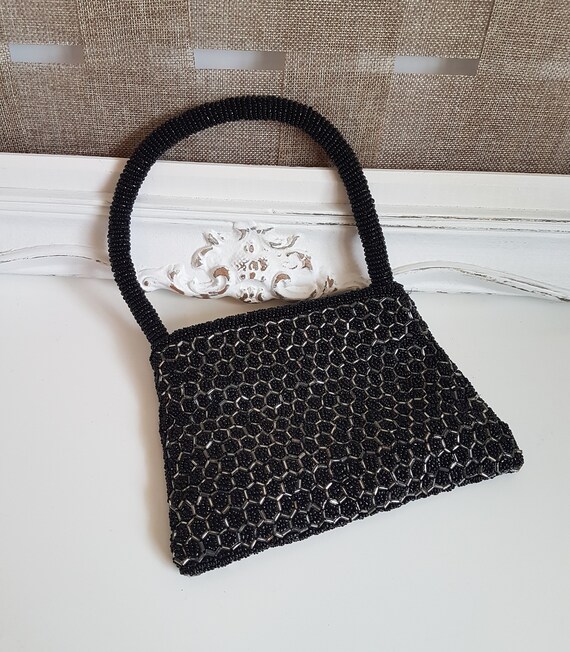 black beaded handbag