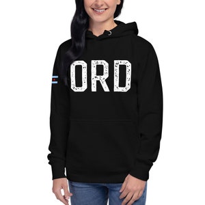 Chicago ORD O'Hare Unisex Hoodie Airport Code, Chicago Flag Sweatshirt image 3