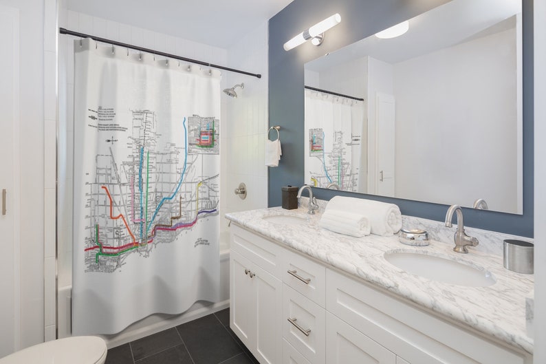 Chicago Vintage Cta Map Shower Curtain Image 0 1