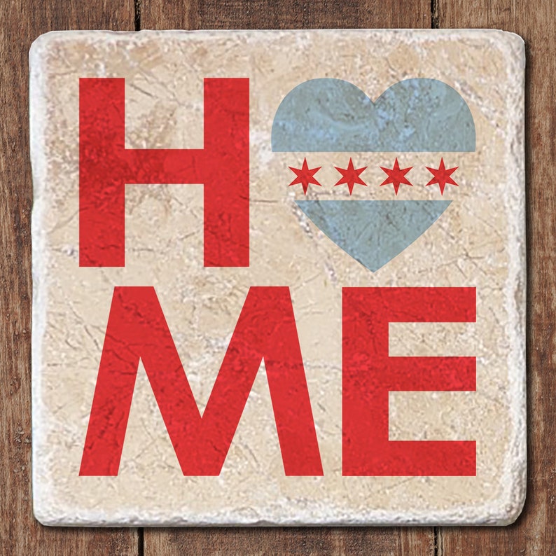 Chicago Love Coaster Set Chicago Heart Flag, Love, Home Valentine's Day, Mother's Day, Wedding, Bridal Shower, Anniversary Gift image 4