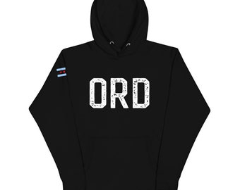 Chicago ORD O’Hare Unisex Hoodie - Code de l’aéroport, Chicago Flag Sweatshirt