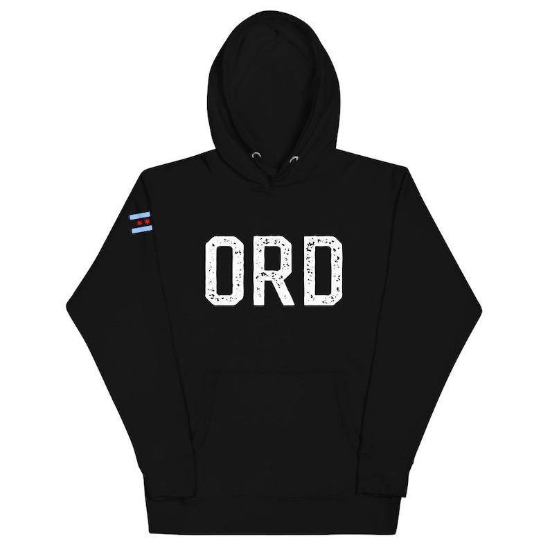 Chicago ORD O'Hare Unisex Hoodie Airport Code, Chicago Flag Sweatshirt image 1