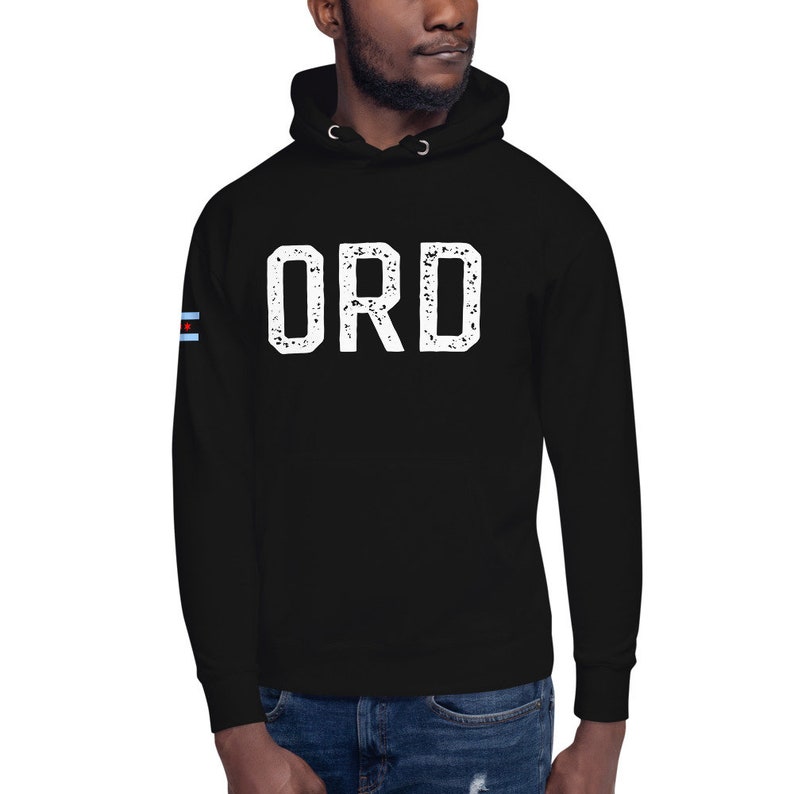 Chicago ORD O'Hare Unisex Hoodie Airport Code, Chicago Flag Sweatshirt image 2