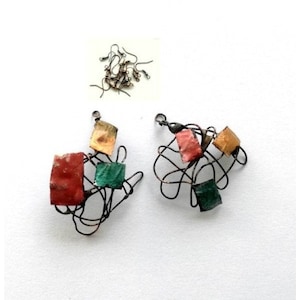 boucles d&#39;oreilles en cuivre, boucles d&#39;oreilles cerceau, uniques en leur genre, cadeau, OOAK