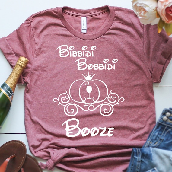 Bibbidi Bobbidi Booze Bella Canvas Cinderella Inspired Heather Mauve- Disney Vacation Shirt
