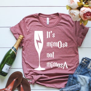 It&#39;s MimOsa not MimosA Bella Canvas HP Inspired Heather Mauve Shirt- Universal Vacation Brunch Shirt