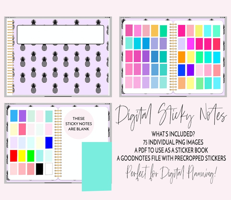 Digital Sticky Notes Digital Notebook Digital Planner Sticky Note Digital Planner Stickers Digital Sticker Book GoodNotes Stickers
