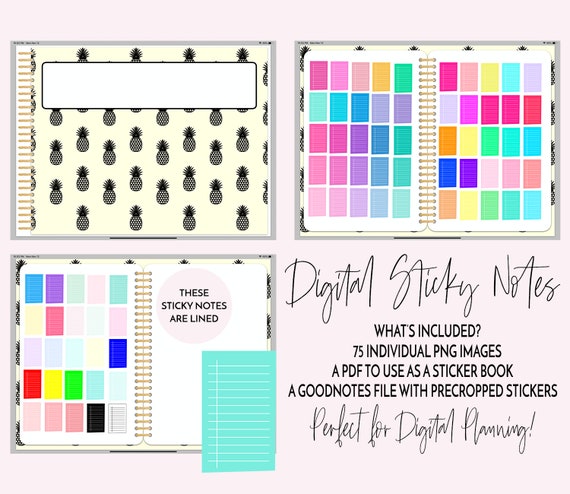 Digital Sticky Notes Digital Notebook Digital Planner Sticky Note Digital Planner Stickers Digital Sticker Book GoodNotes Stickers
