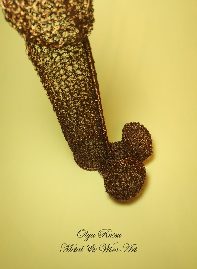 Knitted copper penis Honey I/'m home gift figurine erotic sculpture art statue decoration metal penis metal home decor penis decor