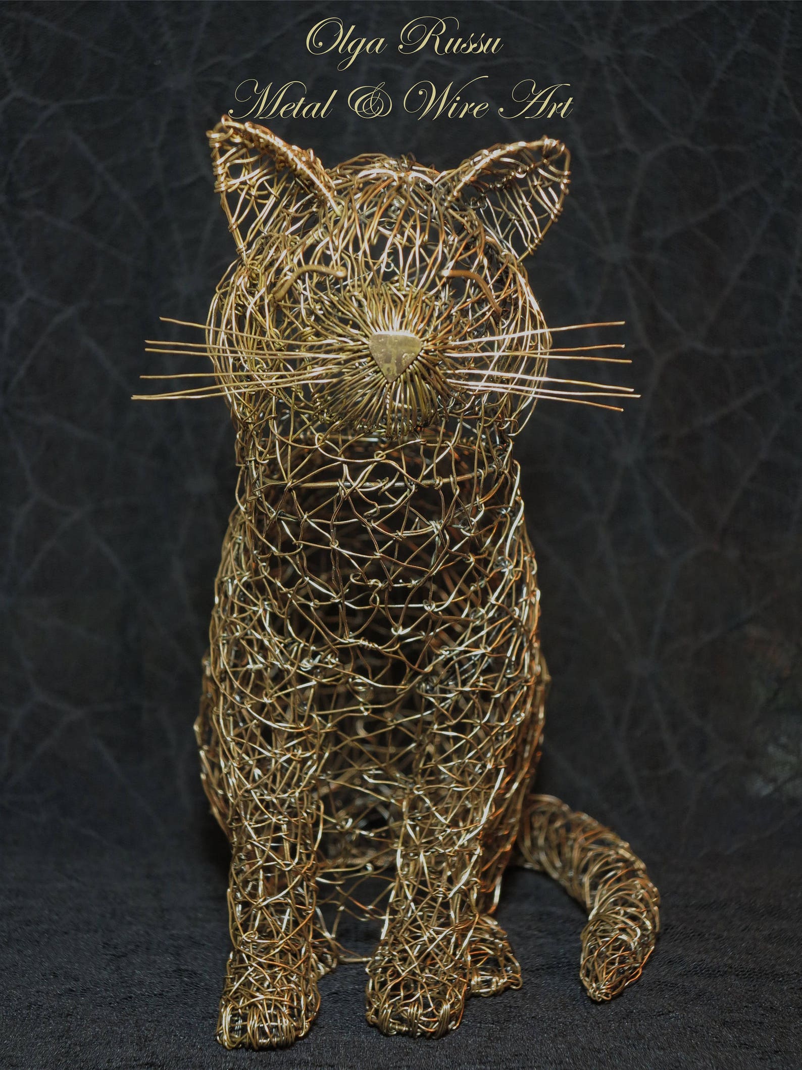 Copper metal interior statuette The Cat Etsy