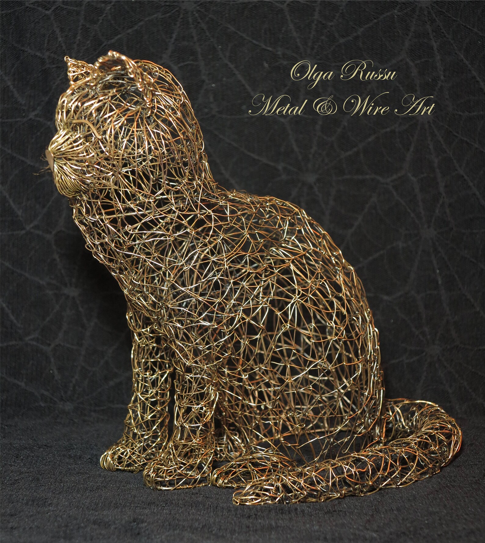 Copper metal interior statuette The Cat Etsy