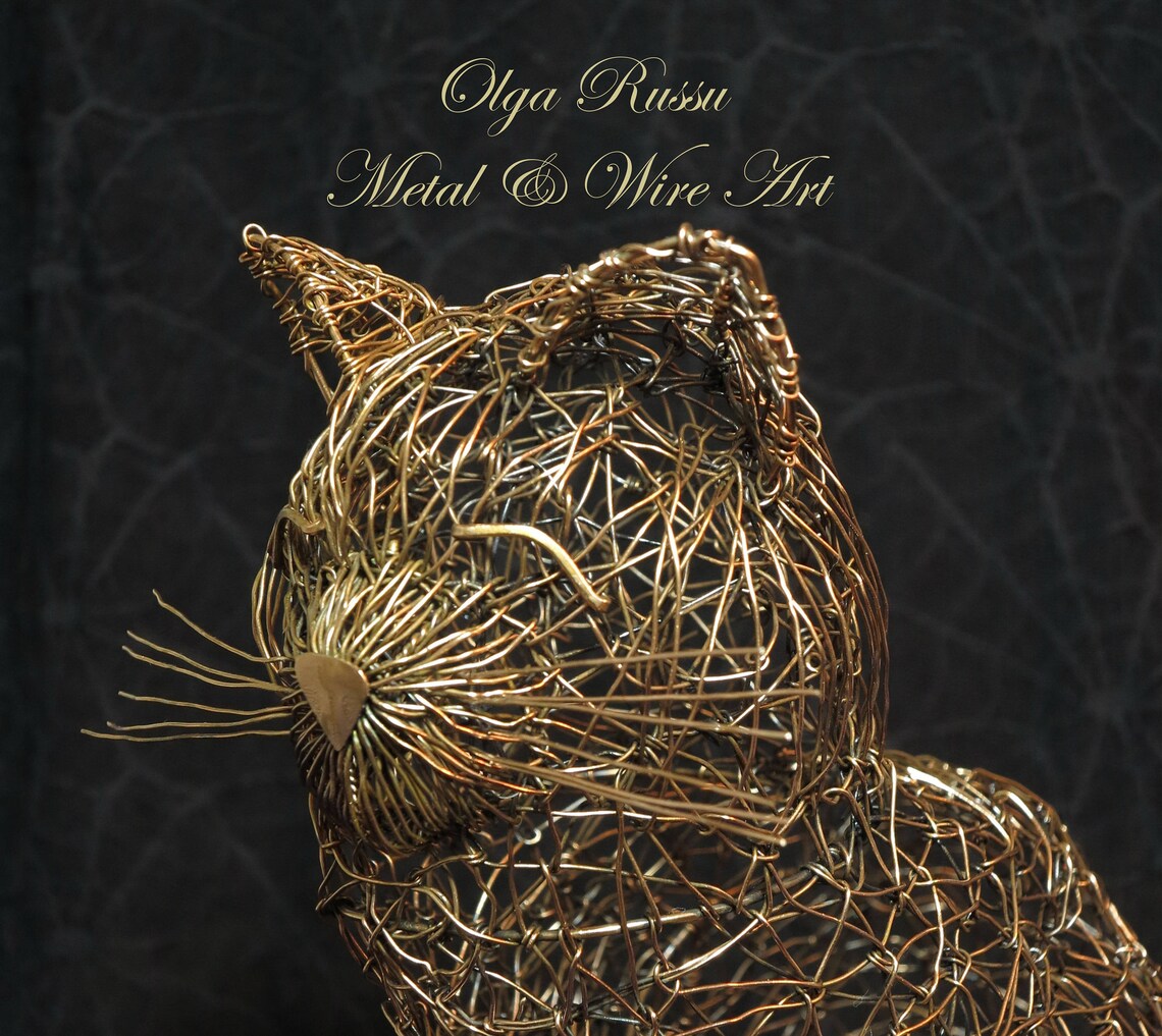 Copper metal interior statuette The Cat Etsy