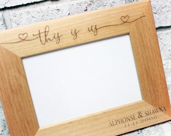 4x6 laser engraved picture frame, newlywed photo frame, marriage gifts, housewarming picture frames, personalized frames, wood picture frame
