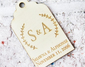 Wood Favor Tags, Personalized wood wedding tags, Rustic Wedding Favor Tag, laser cut hang tag, thank you hang tag, party favor tag, Gift tag