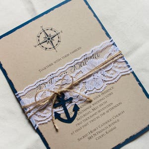 Nautical Wedding Invitation set, navy wedding invite, Anchor wedding invitation, rustic wedding invitation, Anchor wedding stationary sample