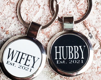 Husband and Wife keychains, Matching keychain, wedding gift, his and hers keychain, Engagement, bridal shower, key chain set for him and her