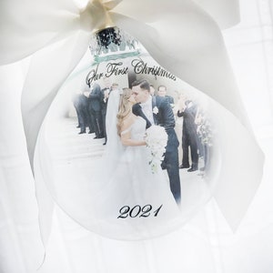 2021 First Christmas Together, Just Married Photo Ornament, Newlywed Christmas gift with pic, Wedding photo ornament, Family ornament 2021