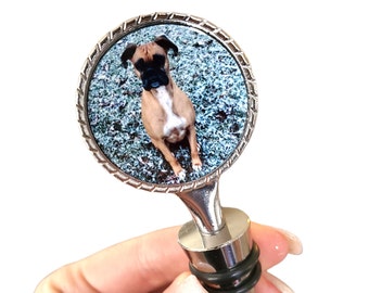 Dog picture wine stopper, Custom wine stopper with picture, photo keepsake, Dog lover gifts, Bottle Stopper with photo, Dog Keepsake gift