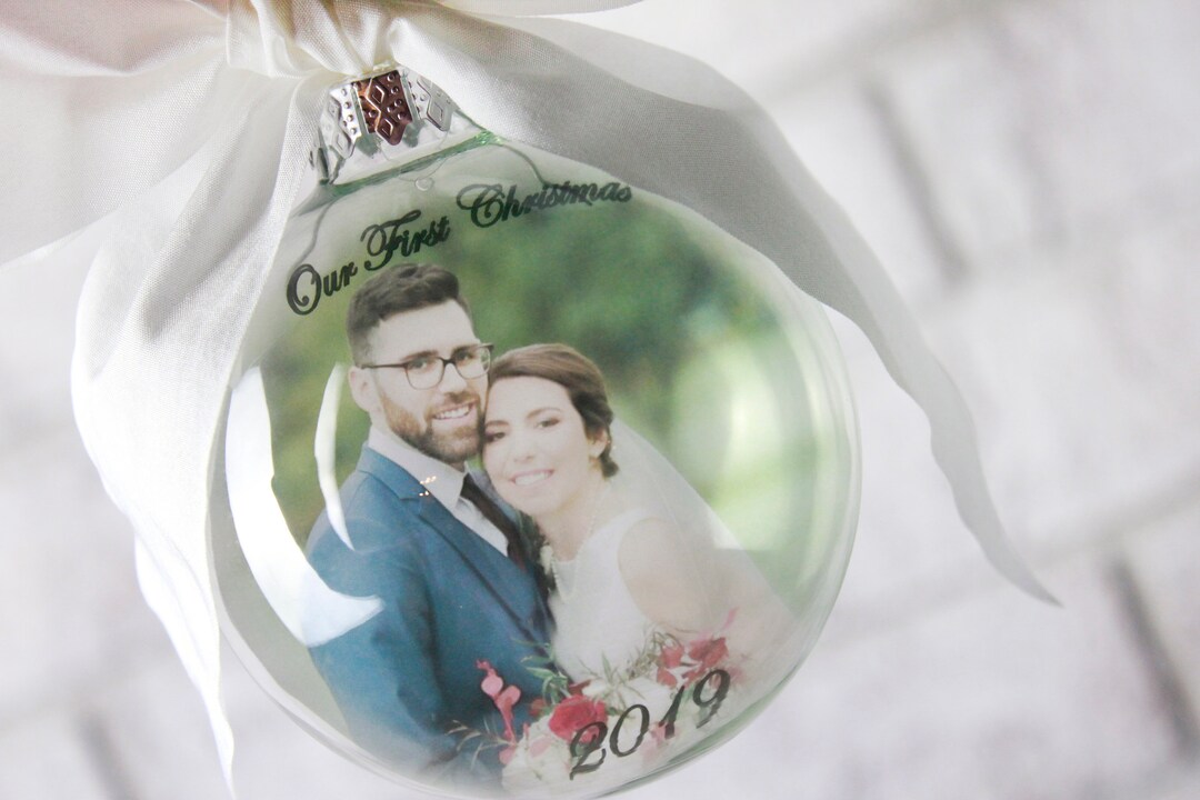 Our First Christmas Married, Just Married Photo Ornament, Newlywed