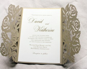 Glitter Wedding Set with RSVP Custom Elegant Wedding Invitations Set in Pocketfold Brandi Sample 