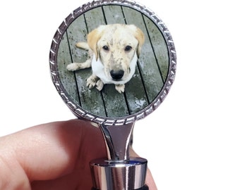 Tappo per vino per cani, tappo per vino personalizzato con foto, ricordo fotografico, regali per gli amanti dei cani, tappo per bottiglia con foto, regalo ricordo per cani, foto del cane