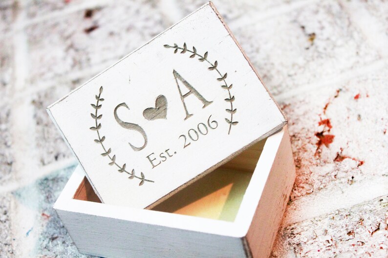 Rustic Ring Box Personalized Wood Jewelry Box Wedding Ring Etsy