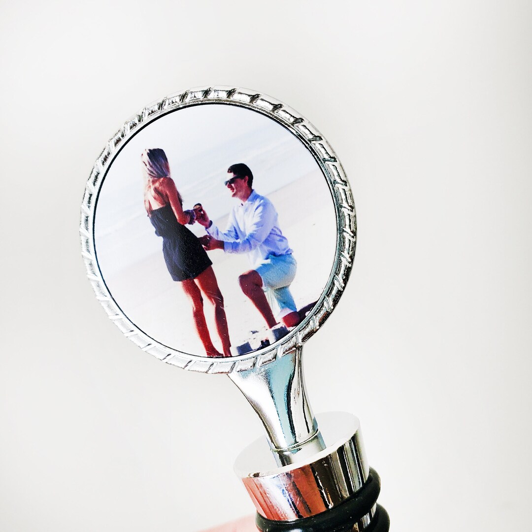Engagement Gifts, Engagement Wine Stopper, Photo Wine Stop