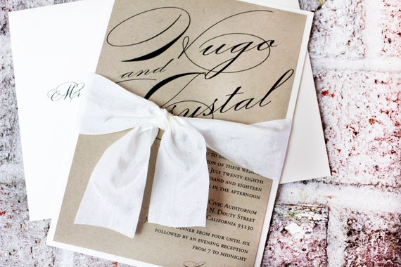 Elegant Rustic Wedding Invitation Kraft Invitation Rustic Etsy
