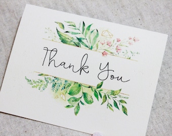 Water color thank you notes, thank you card set, blank notecards, boho wedding cards, wedding thank you cards, set of 5, floral card set