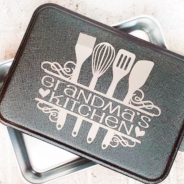 Grandma's cake pan. custom 9x13 casserole pan with lid, monogrammed cake pan, pot luck dish with lid, newlywed gifts, kitchen gift decor