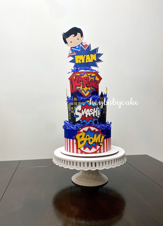 superhero baby shower cake