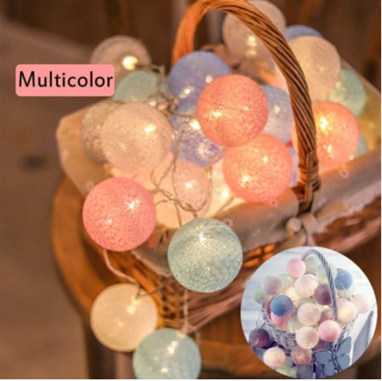 20 Leds Cotton Balls Lights LED Fairy Garland Ball Light for Etsy