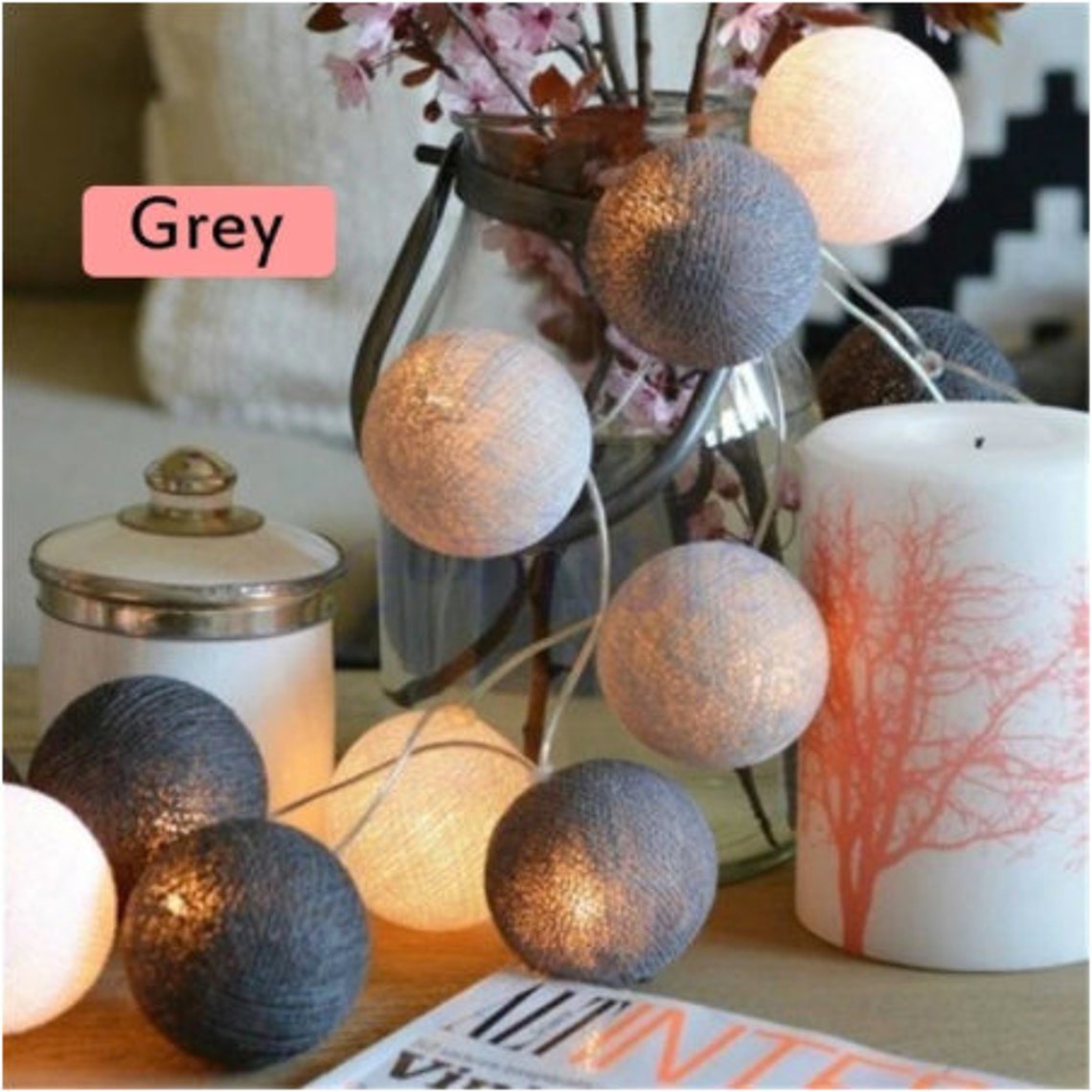 20 Leds Cotton Balls Lights LED Fairy Garland Ball Light for Etsy