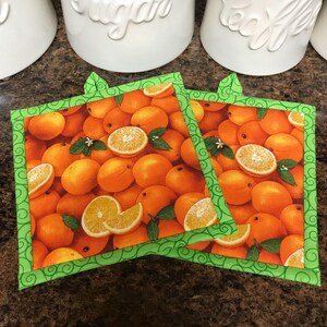 Oranges Pot Holder Set, Oranges Hot Pads