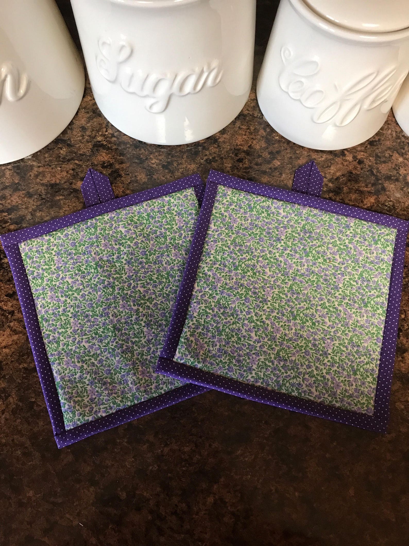 Little Purple Flowers Pot Holder Little Purple Flowers Hot Etsy