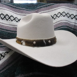 Rough-out Leather Hatband with Antique Silver Dome Spots.