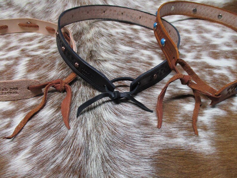 Rough-out Leather Hatband with Antique Silver Dome Spots.