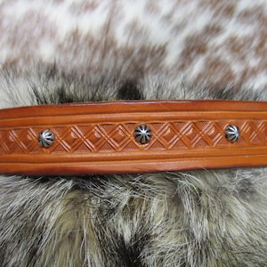 Hand Tooled Cowboy Hatband with Etched Dome Spots.