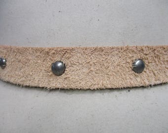 Rough-out Leather Hatband with Antique Silver Dome Spots.