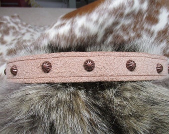 Rough out Leather Hatband with Antique Copper Umbrella Spots.