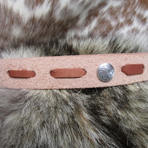 Rough out Leather Hatband with Antique Silver Conchos.